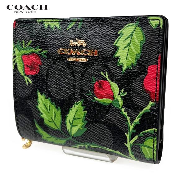 COACH コーチ レディース 花柄 バラ 財布 二つ折り財布