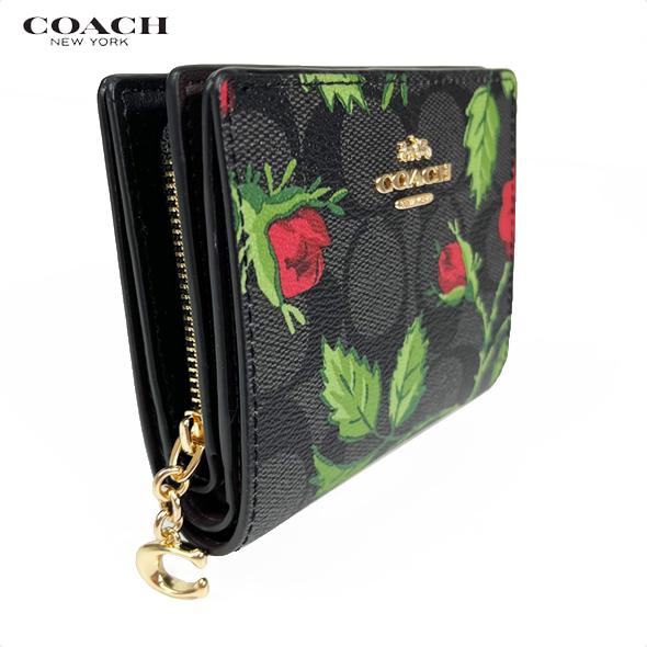 COACH コーチ レディース 花柄 バラ 財布 二つ折り財布