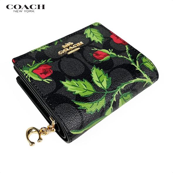 COACH コーチ レディース 花柄 バラ 財布 二つ折り財布