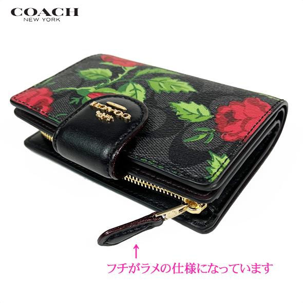 COACH コーチ レディース 花柄 バラ 財布 二つ折り財布