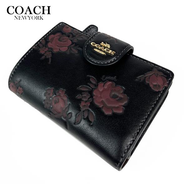 限定品 新品 COACH コーチ 折り財布 花柄 コーチ COACH 財布 レディース 二つ折り財布 レザー フローラル 花柄