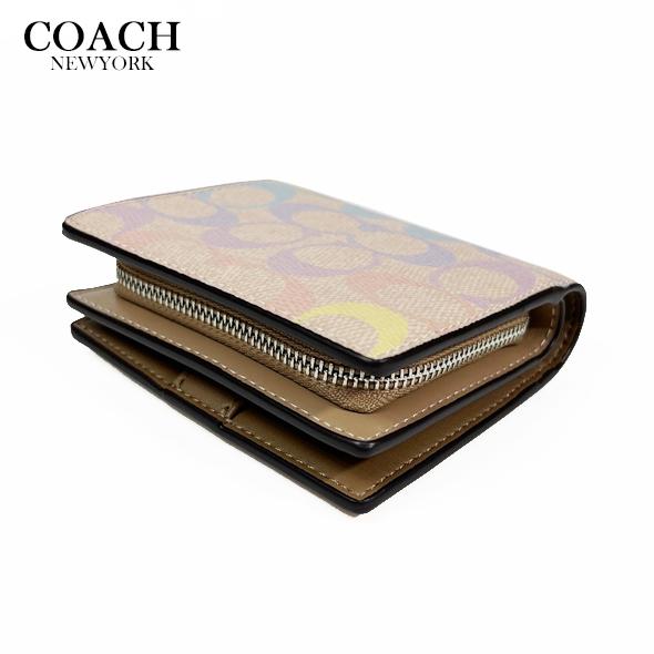 [新品未使用]coach二つ折り財布•レインボーライトマルチ COACH（コーチ） レディース 財布 二つ折り財布 スナップ ウォレット