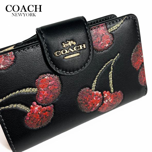 COACH（コーチ） レディース チェリー柄 財布 二つ折り財布 ミディアム