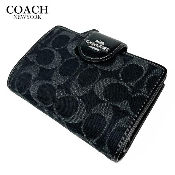 COACH ブラック 二つ折り財布ダビーミディアムウォレット 大人気 COACH タビー ミディアム ウォレット ブレイド ブラック (Coach