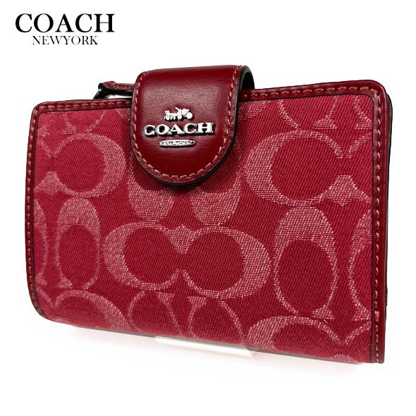COACH レッド 二つ折り財布 COACH（コーチ） レディース 財布 二つ折り財布 ミディアム ウォレット