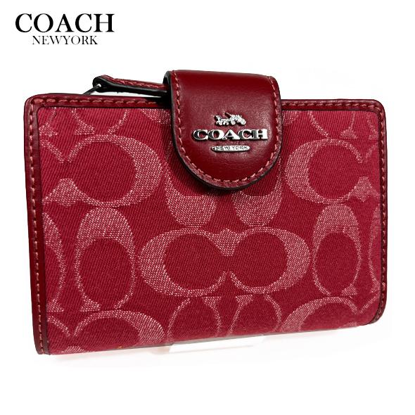 COACH 財布  デニム×クラシックレッド IMERA シグネチャー 長財布 COACH（コーチ） レディース 財布 二つ折り財布 ミディアム ウォレット