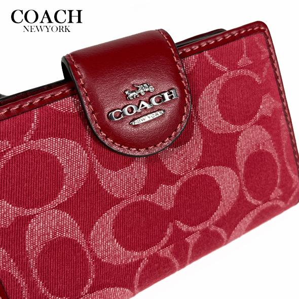 【新品未使用】コーチ　COACH レディース　二つ折り財布　赤 COACH（コーチ） レディース 財布 二つ折り財布 ミディアム ウォレット