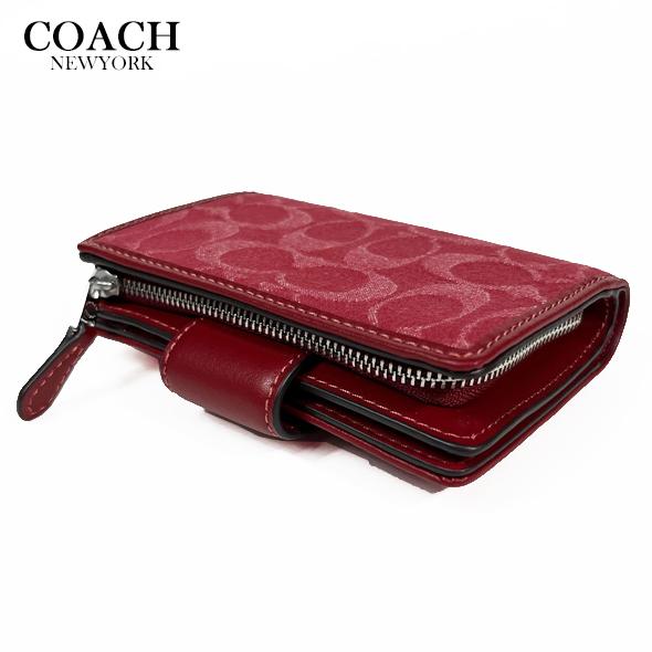 COACH レッド 二つ折り財布 COACH（コーチ） 財布 レディース 2つ折り 折財布 アウトレット レザー