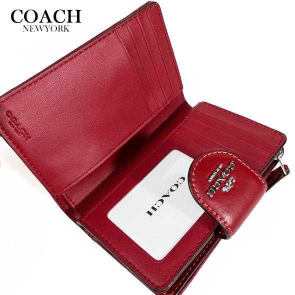 COACH レッド 二つ折り財布 COACH（コーチ） 財布 レディース 2つ折り 折財布 アウトレット レザー