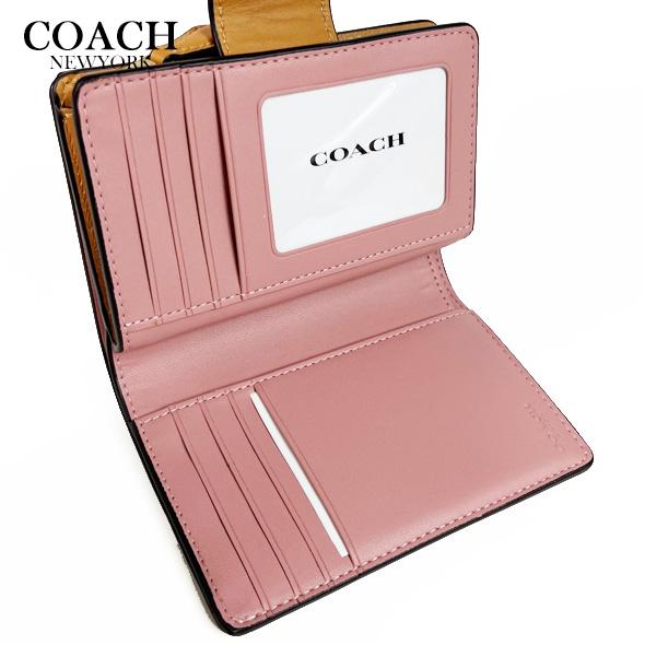 COACH コーチ 財布 二つ折り財布 ミディアム ウォレット シグネチャー キャンバス CEC29 パウダーピンク アウトレット 新作 新品の画像
