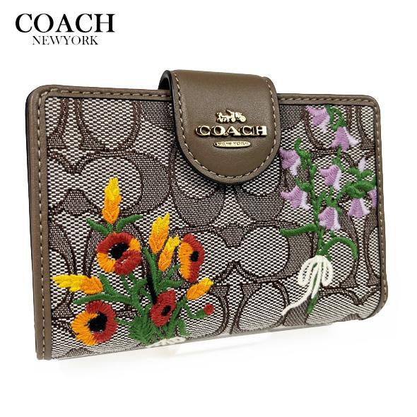 COACH（コーチ） 花柄 財布 二つ折り財布 シグネチャー ジャカード