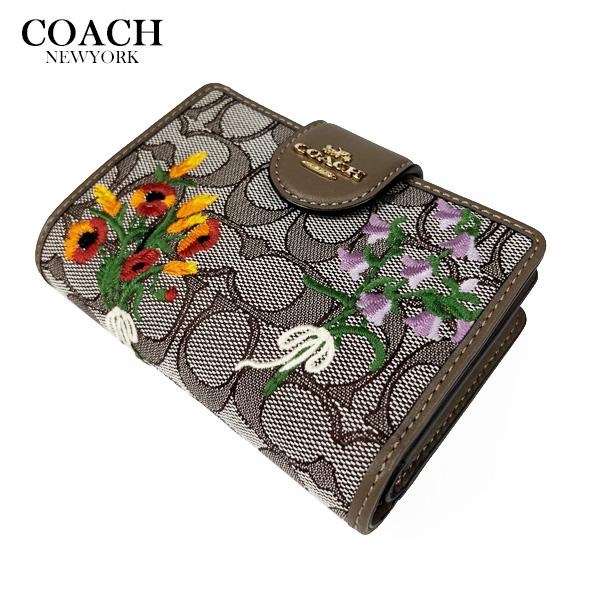 COACH（コーチ） 花柄 財布 二つ折り財布 シグネチャー ジャカード