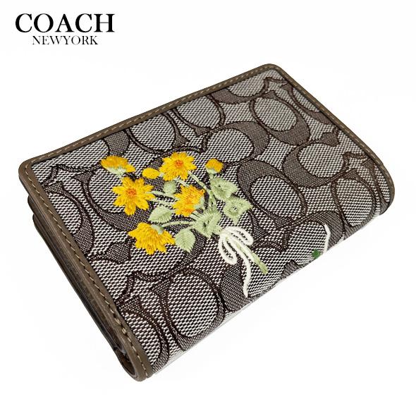 COACH（コーチ） 花柄 財布 二つ折り財布 シグネチャー ジャカード