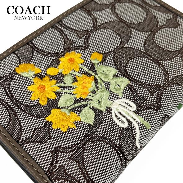 COACH（コーチ） 花柄 財布 二つ折り財布 シグネチャー ジャカード