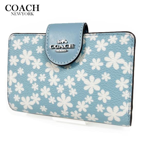 COACH 二つ折り財布 花柄 ライトブルー 水色 コーチ 花柄 財布 COACH 二つ折り財布 レッド ブルー COACH