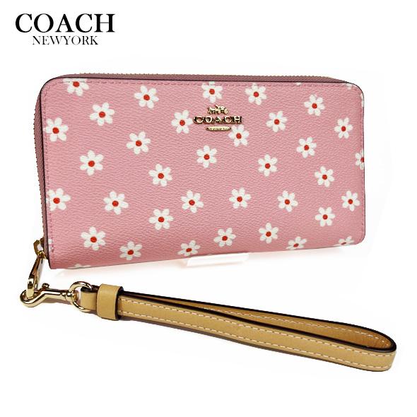 ◆ COACH コーチ 長財布 フローラルプリント ピンク系 未使用 花柄 COACH（コーチ） レディース 花柄 財布 長財布 ロング ジップ