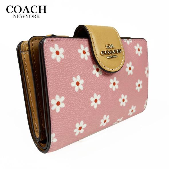 COACHコーチシグネチャーミディアム二つ折り財布フューチャーピンク COACH（コーチ） 花柄 財布 二つ折り財布 ミディアム ウォレット