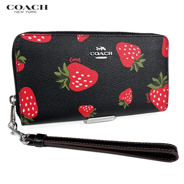 COACH コーチ レディース 財布 長財布 ストロベリー CH523 CH531  シグネチャー カーキ ブラック いちご アウトレット 2色展開 新作 新品｜success0613｜07