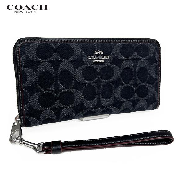 COACH コーチ レディース メンズ 財布 長財布 ロング ジップ ウォレット シグネチャー デニム CP412 ブラック アウトレット 新作 新品｜success0613｜02