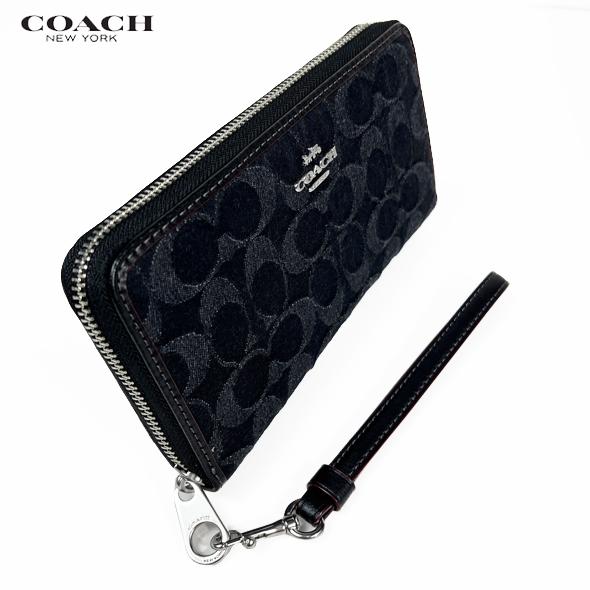 COACH コーチ レディース メンズ 財布 長財布 ロング ジップ ウォレット シグネチャー デニム CP412 ブラック アウトレット 新作 新品｜success0613｜03