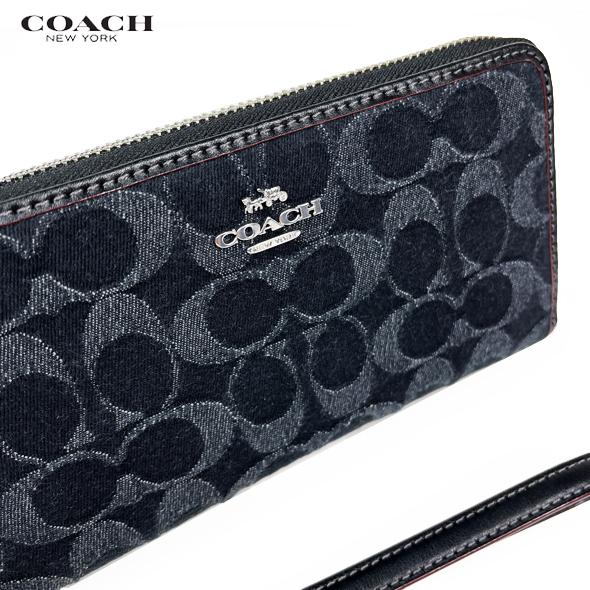 COACH コーチ レディース メンズ 財布 長財布 ロング ジップ ウォレット シグネチャー デニム CP412 ブラック アウトレット 新作 新品｜success0613｜05