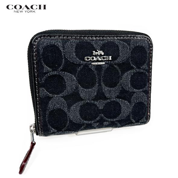 【再入荷】 COACH コーチ レディース 財布 二つ折り財布 ミニ財布 スモール ウォレット シグネチャー デニム CP431 ブラック 新作 新品 セール