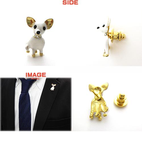 チワワ 犬 いぬ 日本製 ピンバッジ／ ブローチ× スワロフスキー+