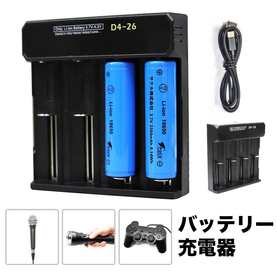 SUCCUL（サクル） マルチリチウム電池充電器 USB式 4スロット