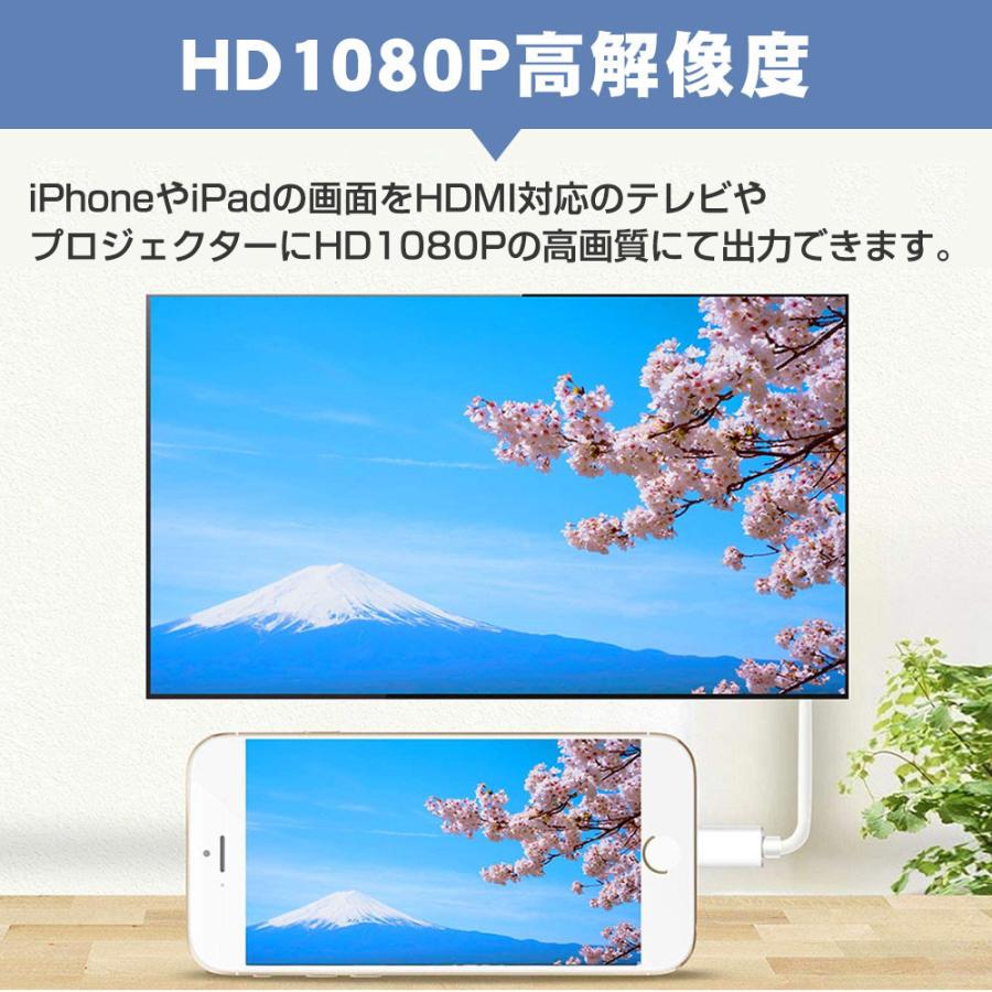 iPhone/iPad hdmi変換ケーブル 最新版 設定不要 ライトニング