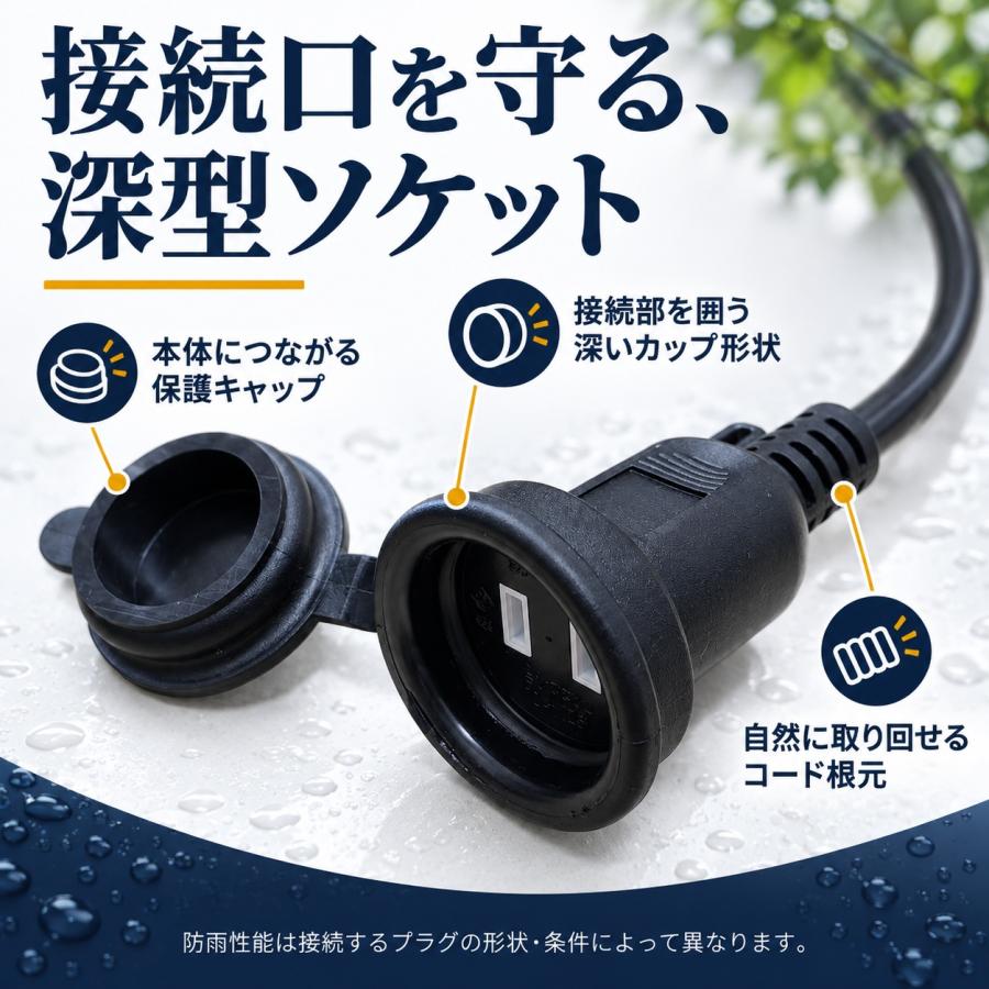 SUCCUL（サクル） 延長コード 10m 防雨型 PSE 電源コード 延長ケーブル