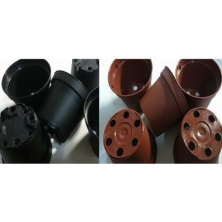 2号プラスチック鉢どっしり型ミニ 黒 こげ茶色 あか茶 5個セット