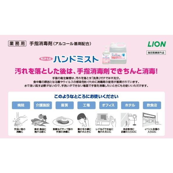 ライオン サニテートA ハンドミスト 本体 750ml 無香料 手指消毒剤 消毒液 業務用 大容量 アルコール消毒液 スプレー 日本製｜sudareyosizu｜03