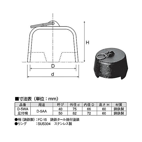 排水トラップ 防臭ワン （鋳鉄・足付）D-5WA 50 : スダ水周りショップ
