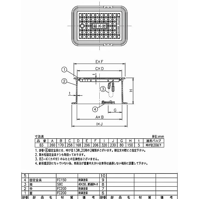 散水栓ボックス B3(13A固定金具付） 鋳鉄製 ダイドレ : スダ水