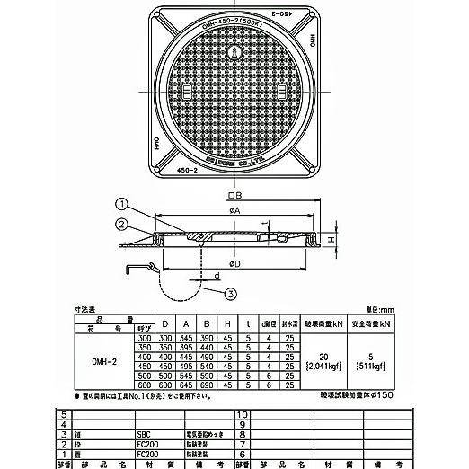 最安値に挑戦 マンホール蓋角枠付 軽荷重 鋳鉄製 450mhb型 Omh 2 ダイドレ 春夏新色 Atempletonphoto Com