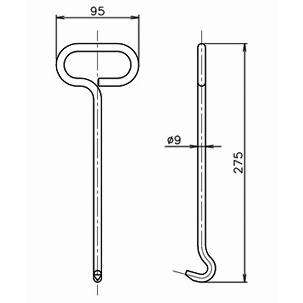 マンホール蓋用開閉工具NO1（2本セット） ダイドレ : スダ水周り