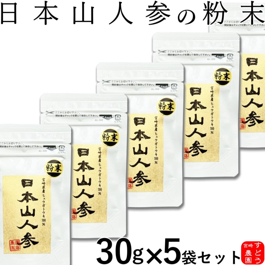 日本山人参 パウダー 30g×5袋セット ヒュウガトウキ 日向当帰 粉末 茶