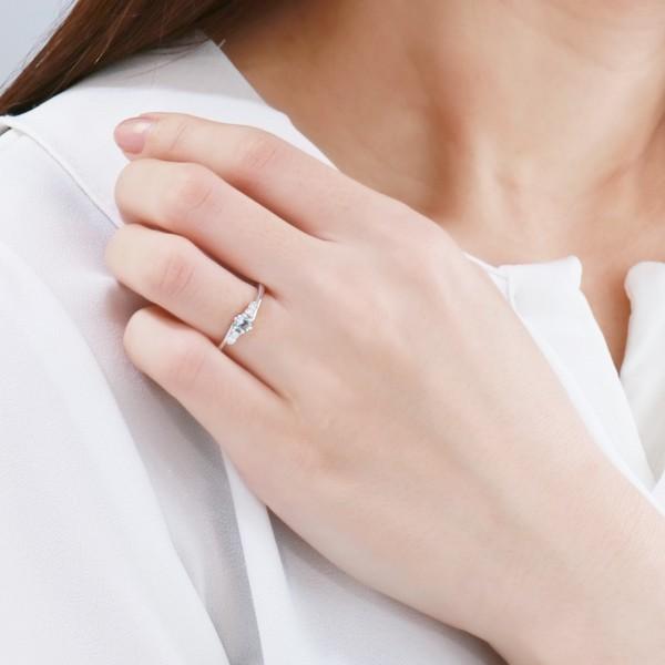 婚約指輪 エンゲージリング アクアマリン ダイヤモンド リング プラチナ オーダー｜suehiro｜02