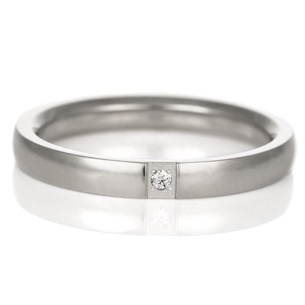 ペアリング プラチナ 安い ダイヤモンド 結婚指輪 マリッジリング チタン コンビ 一粒 Tomo me トモミ シンプル 刻印無料 オーダー爆買の画像