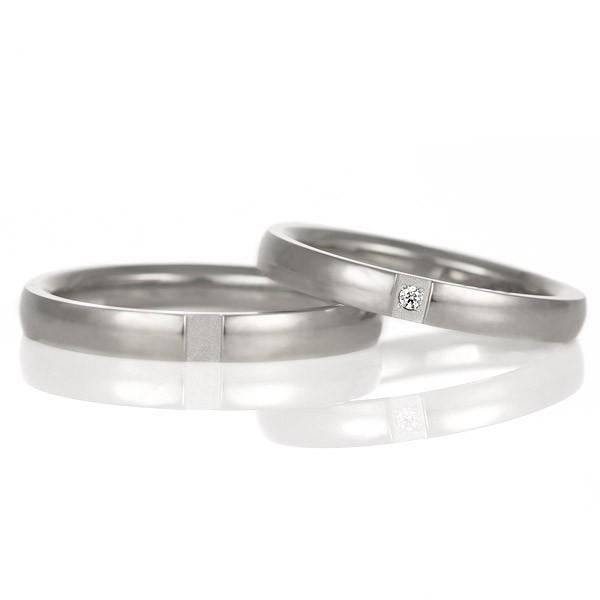 ペアリング プラチナ 安い ダイヤモンド 結婚指輪 マリッジリング チタン コンビ 一粒 Tomo me トモミ シンプル 刻印無料 オーダー爆買の画像