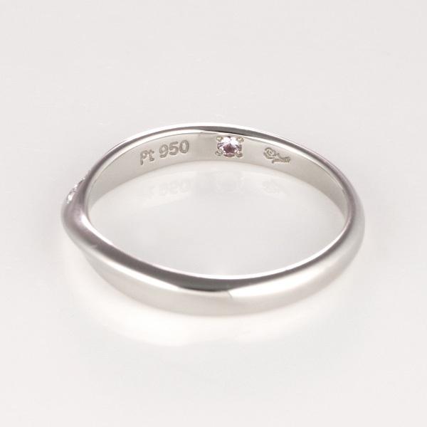 プチマリエ マリッジリング 結婚指輪 プラチナ950 ダイヤモンド ローズサファイア入 オーダー爆買_1