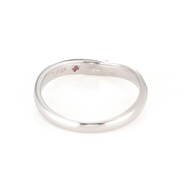 プチマリエ マリッジリング 結婚指輪 プラチナ950 ダイヤモンド ローズサファイア入 オーダー爆買の画像