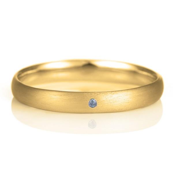 結婚指輪 マリッジリング 18金 ゴールド つや消し マット 甲丸 天然石 サファイア オーダー