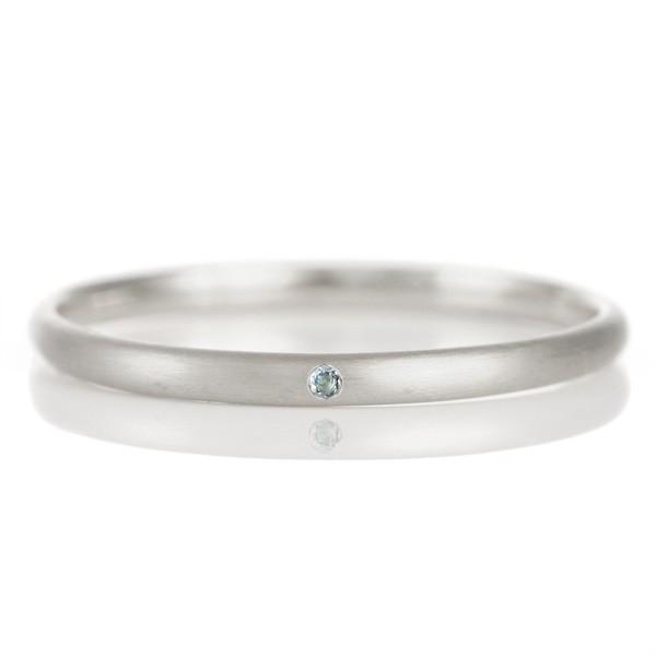 ペアリング プラチナ つや消し マット 甲丸 天然石 アクアマリン ペアリング 刻印 オーダー