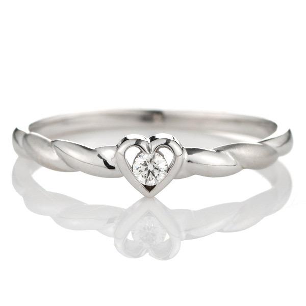 指輪レディース ダイヤモンド 商い 指輪 一粒 ホワイトゴールド 最大95%OFFクーポン ハート リング K18