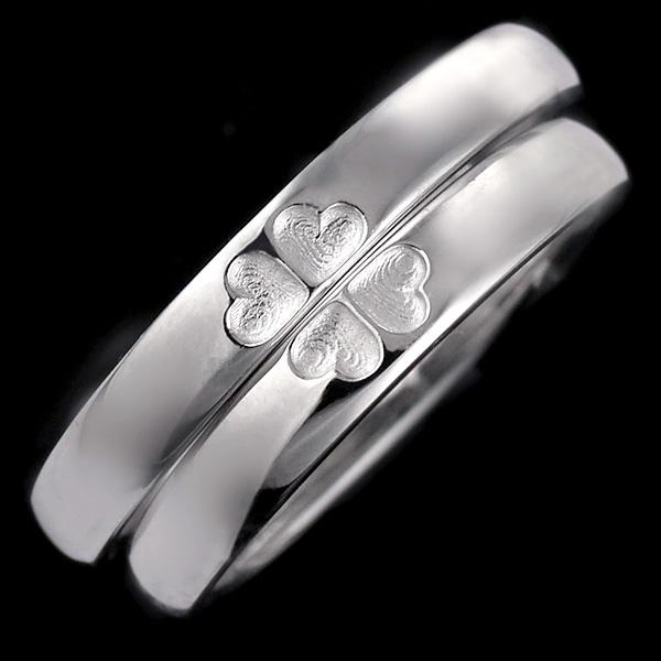 ペアリング 結婚指輪 安い マリッジリング クローバー ストレート シルバー カップル かわいい