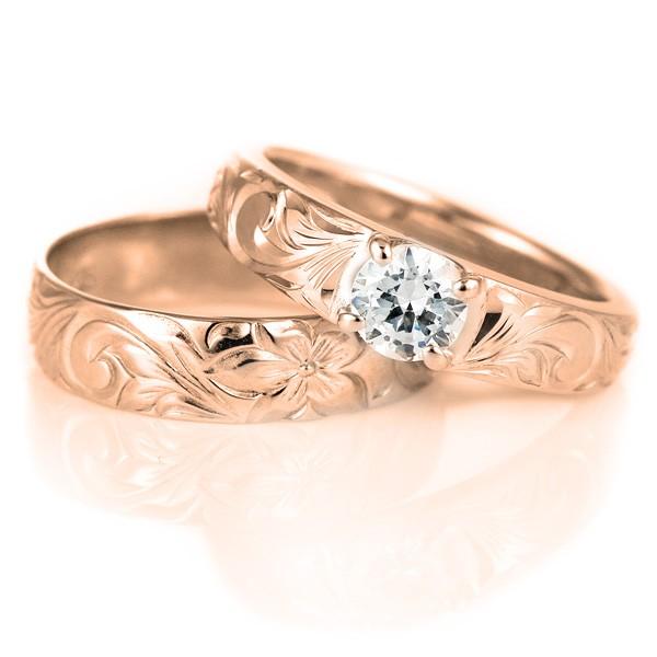 ハワイアンジュエリー 指輪 メンズ リング 鑑定書付き ダイヤモンド リング 一粒 大粒 VS ピンクゴールドK18 18金 K18PG オーダー