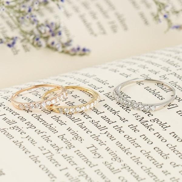 ハーフエタニティ ダイヤモンド 0.3ct リング イエローゴールド ピンクゴールド プラチナ プレゼント 結婚 10周年 10粒 オーダー爆買の画像