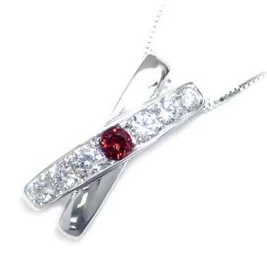 ネックレス レディース 天然石 ダイヤモンド ガーネット ネックレス K18 ホワイトゴールド 1月 誕生石 プレゼント オーダー