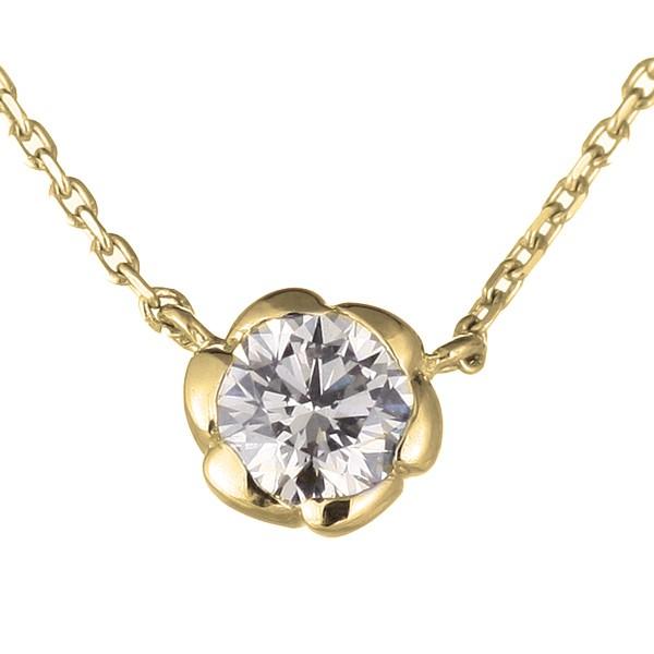 油彩画　一粒ダイヤのネックレス ダイヤモンド 0.30ct K18YG イエローゴールド 一粒 ダイヤ